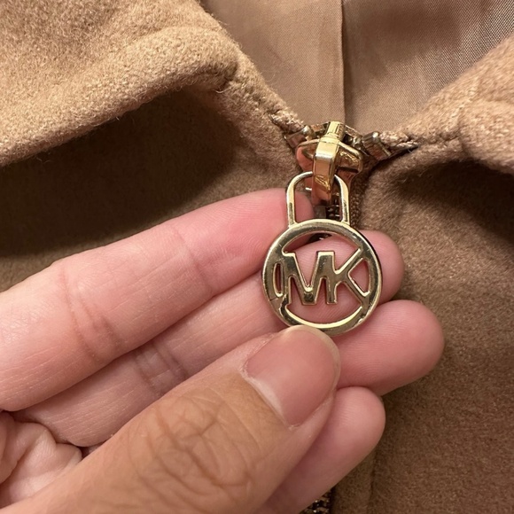 Michael Kors Belted Zip Up Lined Tan Wool Blend Coat Womens Size 14 - Picture 3 of 9